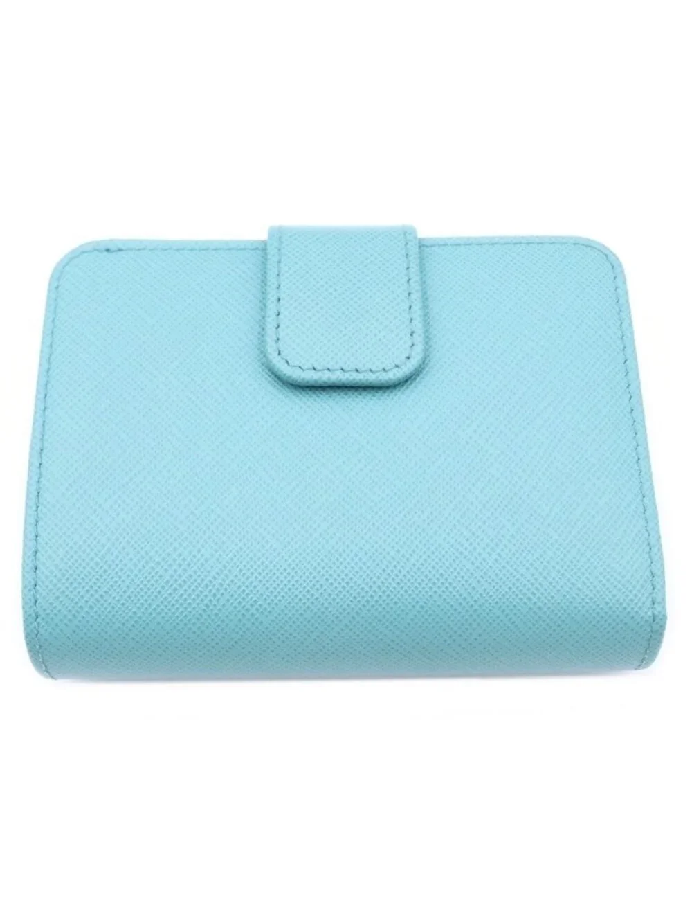 Prada Saffiano Compact Wallet Mini Mint Green Leather Gold